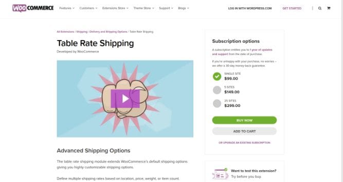 WooCommerce Table Rate Shipping - Woocommerce plugin
